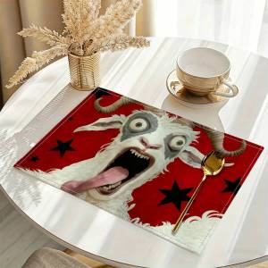 Goat Pattern Anti-Scald Placemat Machine Washable Universal Placemat for Home Kitchen & Dining Table