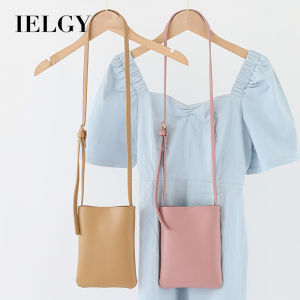 IELGY กระเป๋าสะพายไหล่ขนาดเล็กลำลองสไตล์แบบผู้หญิงเกาหลี Moriสีทึบย้อนยุคสะพายหนังนุ่มสไตล์ตะวันตกที่เรียบง่ายกระเป๋าโทรศัพท์มือถือแนวตั้งเรียบง่าย