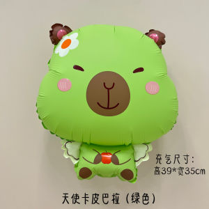 New Cute Flower Capybara Balloon Aluminum Foil Matte Handheld Stick Balloon Birthday Decorations Cartoon Pattern School Use