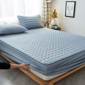 Nguyên Chất Cotton Vải Bông Drap Giường Đơn Đầy Dày Tấm Bảo Vệ Nệm Chống Trơn Trượt Có Thể Tháo Rời Màu Nâu Miếng Lót Bao Chăn Ga Gối Phụ Kiện