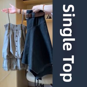 PEIZIXUAN | Korean Style Denim Halterneck Young-looking Outfit Set