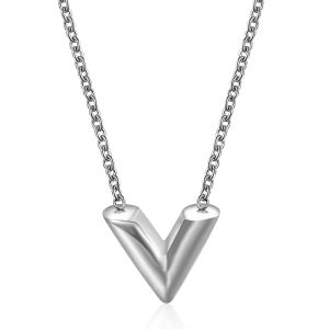 Fashion Brand V Letter Pendant Necklace For Woman Stainless Steel Women Necklace Luxury Jewelry Female Costume Accessories
