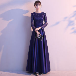 Formal Evening Lace Dress For Women Satin with Lace Pure Color Banquet Gown For Ninang Wedding Floor Length Dresses