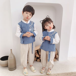 Childrens Han Chinese Costume Boys Chinese Style Summer Ancient Style Kindergarten Suit Childrens Day Costume Girls Ancient Costume Primary School Students