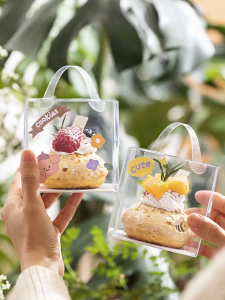 5/10pcs 4/5/6Inch Clear Acetate Cake Box With Handle / Mini Cake Box Clear Square Box