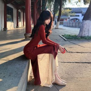 CHANGTONG | Đầm Truyền Thống Đỏ Hai Mảnh