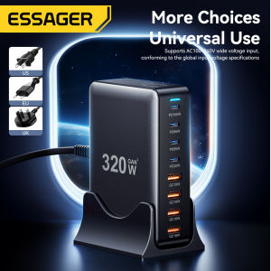 Essager 320W siêu lấp lánh phí gan 4A + 4C Bộ sạc qc18w USB Một loại C pd100w siêu sạc nhanh r cho máy tính xách tay máy tính bảng sạc nhanh pd65w qc4.0 pd3.1 cho iphone16 15-8 Series iPad macbook Huawei Xiaomi Samsung điện thoại siêu nhanh sạc nhanh Bộ s