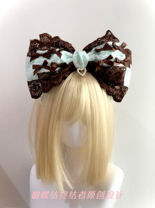 Original Thin Chocolate Large Butterfly Knot Hairband Pastel Green Field Grass Color KC Doll Fresh Sweet Lo Headwear Accessories