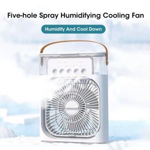 3 in 1 New Fan USB Air Conditioner Household Small Air Cooler LED Night Light Portable Humidifier Adjustment Fan Office Home Fan