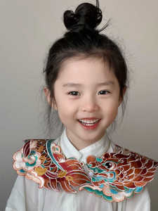 Li Luoge Childrens Han Chinese Costume Cloud Shoulder Birthday Party Hundred Days Banquet Han Chinese Clothes Match Embroidered Shawl Full Moon Dress Baby Accessories