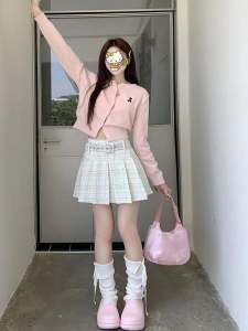 Black A-Line Mini Skirt with Belt High Waist Pleated Short Skirt Womens Fashion Fall Winter New Style Korean Version Half Body Skirt