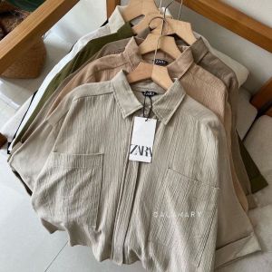 COZII CROP TOP BLOUSE LINEN CRINKLE PREMIUM - KEMEJA TOP LINEN CRINKLE TERBARU