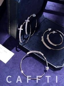 CAFFTI | Silver Large Zirconia Diamond Unique Hoop Earrings