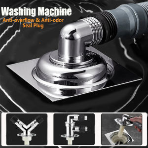 Washing Machine Floor Drain Adapter Anti-overflow Bathroom Tee Joint Pipe Sewer Connector Deodorant Sealing Ring Drainer
