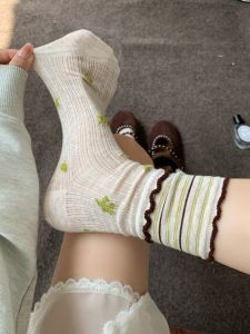 JIFANPAUL | Vintage & Trendy Floral Striped Mid-calf Socks