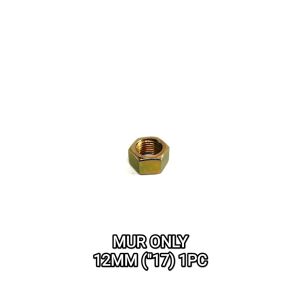 Mur Only 12mm ("17) Harga Per 1 PCS - Mor Kuning Nut Only Hex 12 Mili M12 Kunci 17 Drat 1.2 Universal