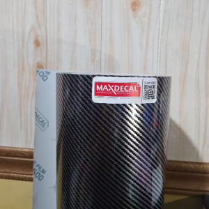 ROLL 50cm Sticker MAXDECAL 9500 C501 Carbon 5D Black Silver Hitam Silver Motif Kevlar / ROLL