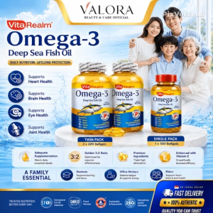 VitaRealm Omega-3 Deep Sea Fish Oil 300/100pcs Softgels【SG】| EPA & DHA | Supports Heart Brain Eye & Joint Health