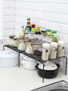 Kitchen Seasoning Rack Kitchen Dish Rack Iron Rack Non-Perforated Layered Floor Storage table