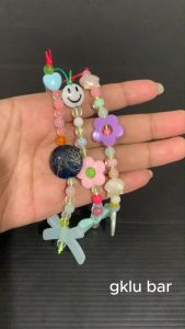 STIPA Gantungan HP Mote Pita Bunga Kupu 1 Baris Lurus Ganci Kunci Karakter Tas Motor Charm Souvenir Cute Colorful Keychain GKLU LZ