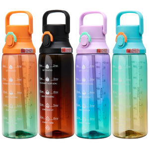 750ml Motivational Water Bottle with Leakproof Cap and Easy Carry Handle for Sports