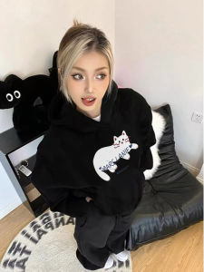 Chic Cartoon Hoodie Womens Pure Cotton Design Sensation Hong Kong Style Casual Fashionable Top Korean Version Long Sleeve