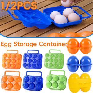 2/6/12Grids Egg Case Portable Egg Container Box Folding Egg Storage Box Refrigerator Eggs Case with Handle for Outdoor and Home