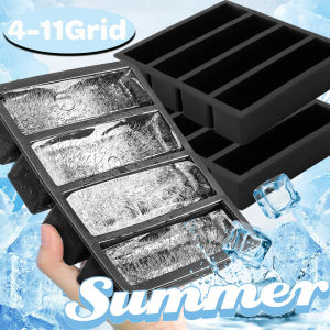 Hộ gia đình khuôn làm đá viên với nắp 4/11 lưới dài dính làm đá Silicon Popsicle tái sử dụng khuôn khay thích hợp cho dụng cụ nhà bếp Bar