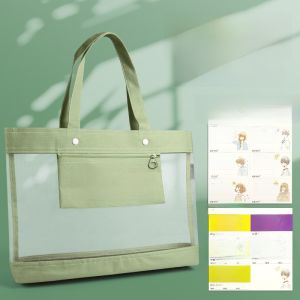 Horizontal Style Mesh Book Bag Student A4 Tutoring Art Bag Pregnant Women Checkup Data Storage Bag Document Bag Organizer
