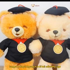 Boneka Wisuda Beruang Teddy Bear Istana Boneka STD Boney Bonita Pink Peach Tan