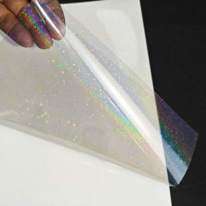 20 Sheets A4 Holographic Sand Star Cold Lamination Film 8.3×11.7 Inch Clear Self-Adhesive Vinyl Sticker Paper Waterproof Film