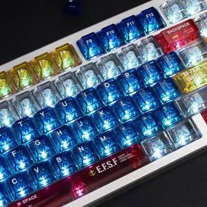 140 Keys Comic Keycaps Cherry Profile UV Transparent PC Red Blue Personalized Keycaps For MX Mechanical Keyboard