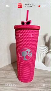 Miniso X Barbie Series Tumbler Botol Minum Durian Straw Cup Gelas Tempat Minum Gelas Minum Berhias Jerami Barbie Mode Cangkir Meja 700 ML