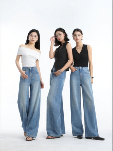 HIPPIE MISS | Wide Legged High Waist Drag Ground Denim Trousers
