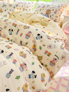 Ins Style Pure Cotton Bedding Set Dormitory Student Single Bed Quilt Cover Sheet Protector Three Or Four Piece Set Female