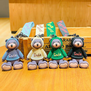 yemi_Q 𝘀𝗺𝗶𝗹𝗲 พวงกุญแจหมีเสื้อกันหนาวอินเทรนด์ จี้ห้อยกระเป๋าสวยหรู จี้พวงกุญแจรถพร้อมส่ง