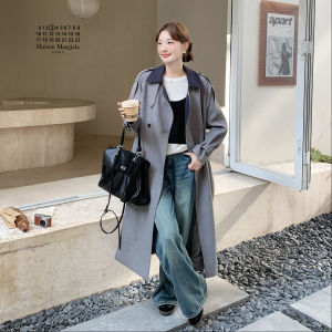 Gray British Style Retro Blogger Woolen Coat Womens 2025 Autumn New High-End Feeling Tweed Windbreaker Outerwear