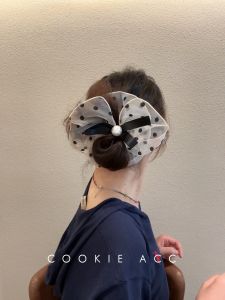 Cookie Fashion Polka Dot Hair Ties for Women Black White Butterfly Knot High End Luxury Hairbandslegant Hair Tether