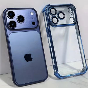 Luxury Plating Shockproof Clear Phone Case For iPhone 17 16 15 14 Plus 13 12 11 17 Pro Max Soft Bumper With Lens Protector Cover