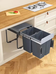 Jumpshot Kitchen Insert Cabinet Dust Bin 40L High Capacity Pull-Out Trash Can With Soft Closing Slide Device Tong Sampah Dapur