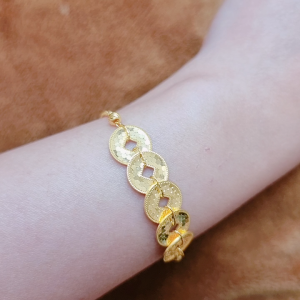 JIN JING RANTAI TANGAN PDR COPPER COIN PJG 17.5CM EMAS 916 TULEN 7.17G