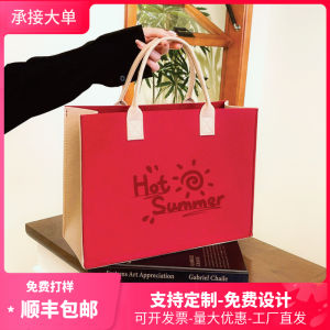 Large Capacity Felt Tote Bag Handheld Shopping Bag Advert Gift Casual Crossbody Bag Artistic National Style Polyester Lining