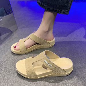 Comfortable Soft Bottom Sandals Womens Beach Slippers Mom Summer Outdoor Wear Casual Slip-On Flat Heel Pure Color Footwear