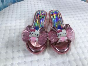 Dép Đế Đúc Cánh Cụt hồng hình Elsa nơ mèo cho bé gái