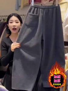 Fleece-lined Thickened Casual Pants Womens Small Matchet Pants Plus Size Pear Shapes Slim Fit Slimming Easiest for Match Wide-Leg Pants