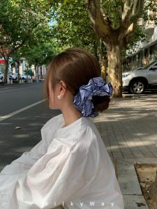 มีรอย MilkyWay ยางรัดผมลายทางสีฟ้า ยางรัดผมแบบสองชั้น ยางรัดผมสไตล์ฝรั่งเศส ที่คาดผมแบบอเนกประสงค์ หวานๆ ใหม่ล่าสุด