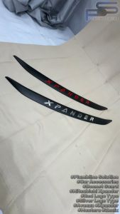 Bonnet Guard for Mitsubishi Xpander GLX / Cross GLS 2018 - 2022 Red / Silver Logo Black Hood Guard Trim Bug Shield Hood Deflector Bonnet Protector Hood Lid Cover Hood Guard with Auto Adhesive Hoodguard No Fly Out No need Screw