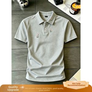 OUMULONG | White Floral Embroidered Polo Shirt for Summer