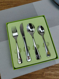 Creative Cartoon Pattern Childrens Dining Set 304 Stainless Steel Cutlery Fork Spoon Knife Four-Piece Set for Kids Age 3-5
