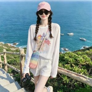V.C.I | Sun-Protection Gentle-Style Print Slimming T-Shirt